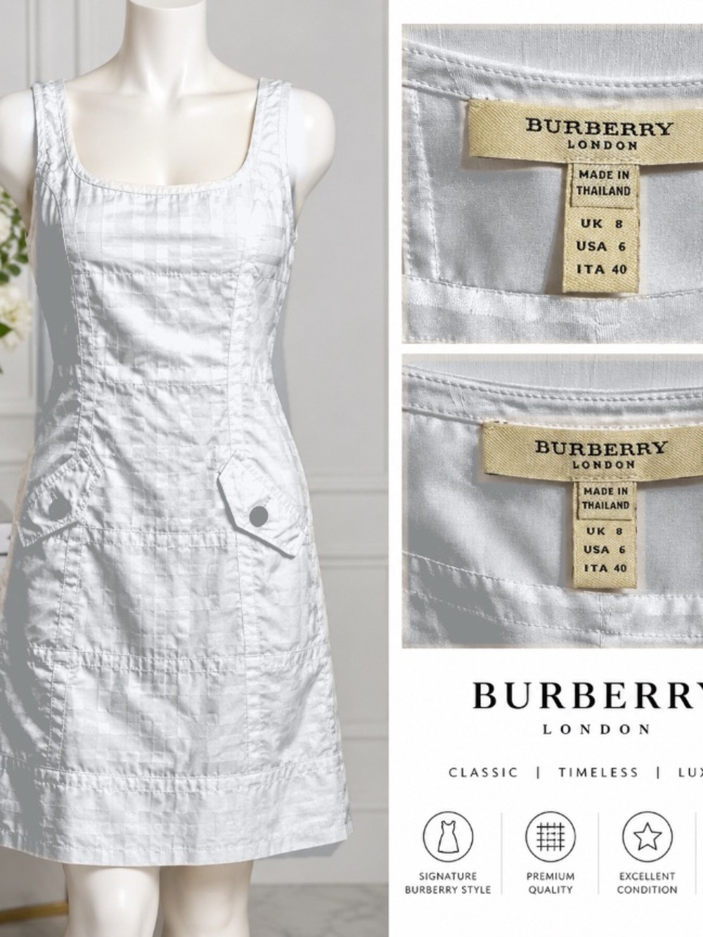 Burberry silver Sleeveless Shift Dress